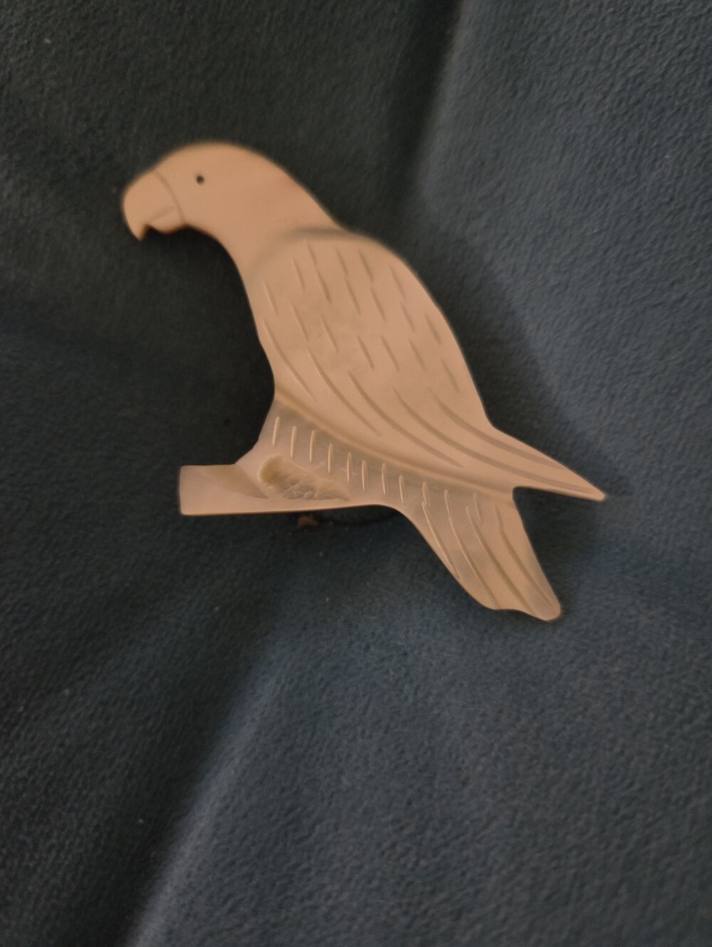 Vintage Mid-century Carved Mother-of-pearl Bird On A Branch Brooch